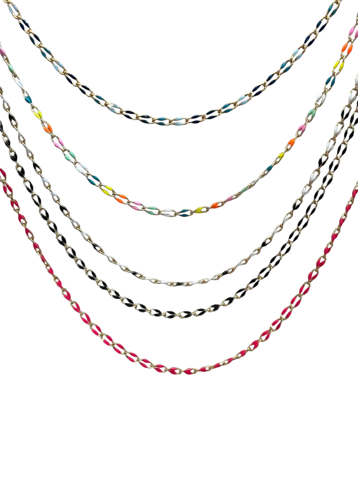 colorful enamel and gold overlay chain necklaces