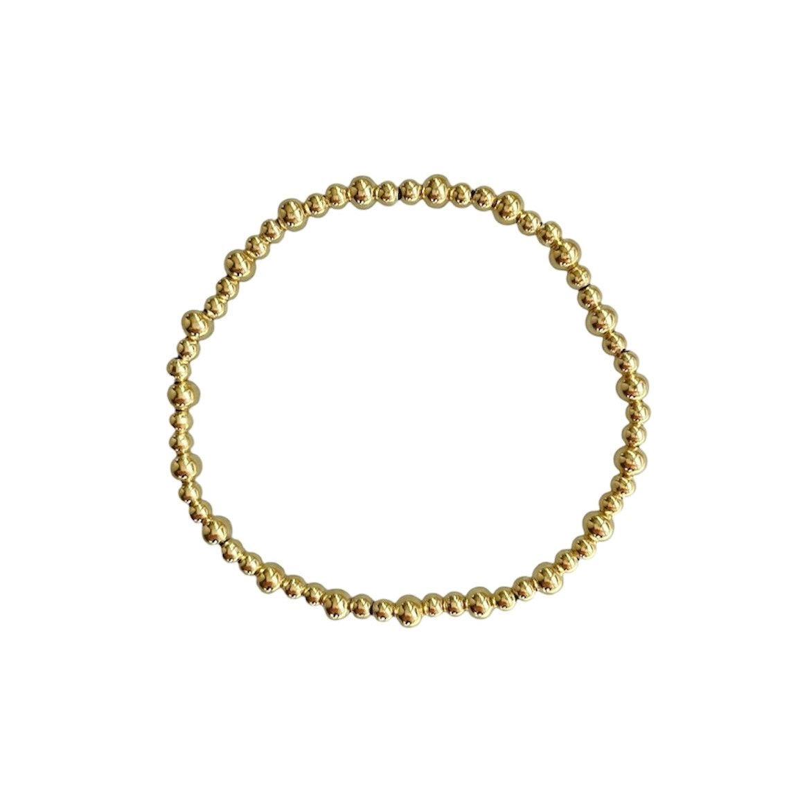 Alternating 3mm and 2mm Gold Filled Hand Beaded Bracelet