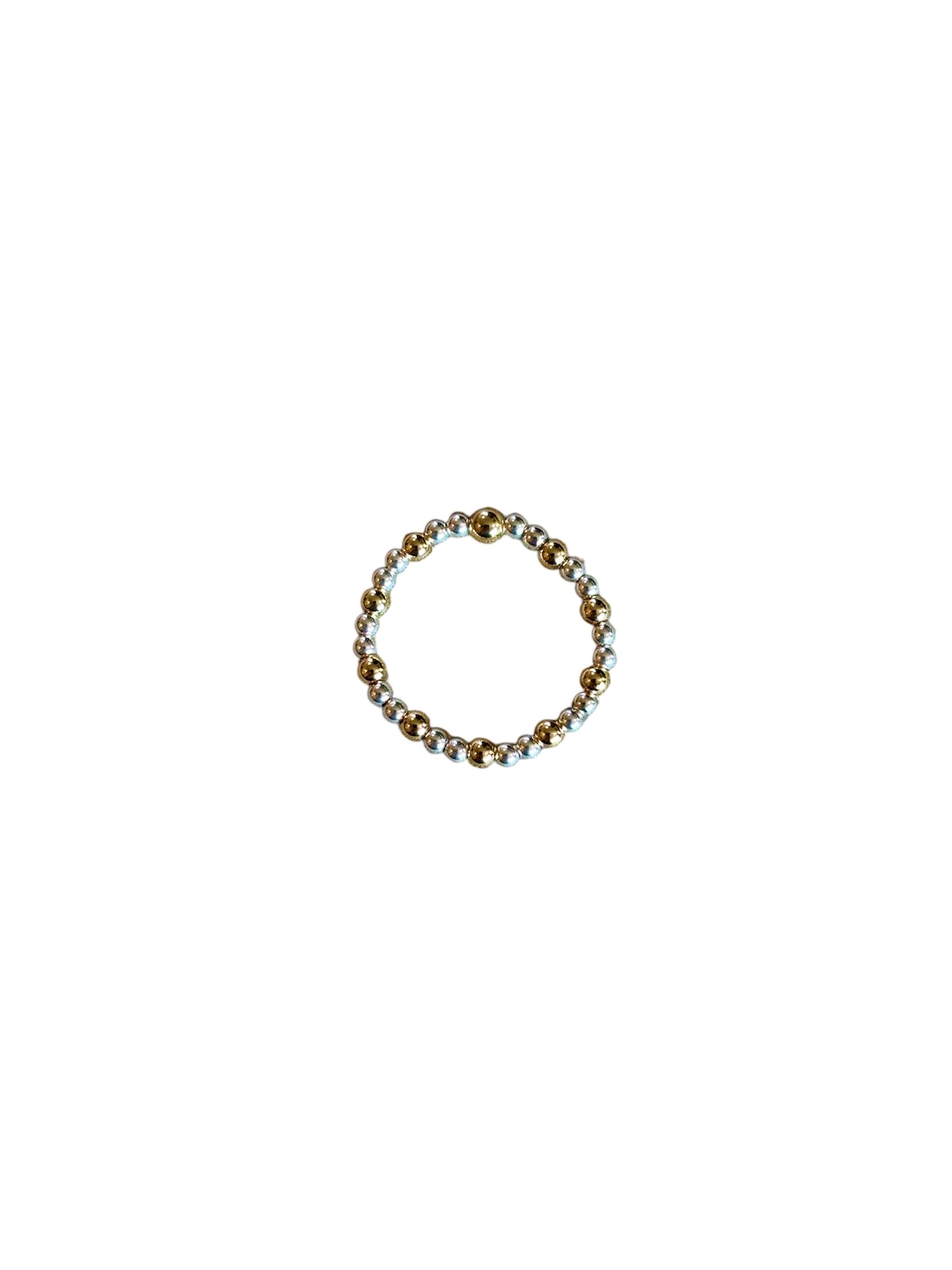 bauble beaded ring in gold and silver beads