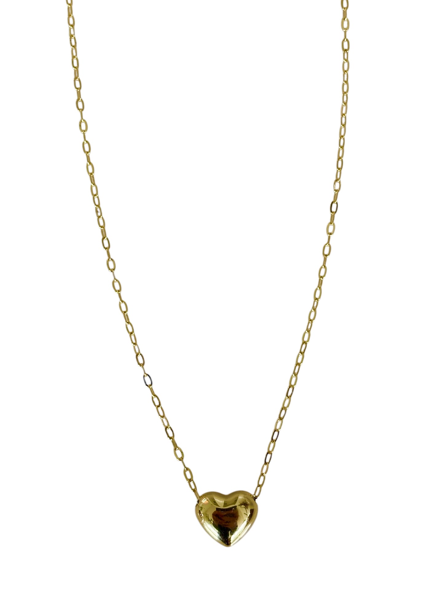 Gold Overlay Link Chain with a Large Puffy Heart Bead Charm