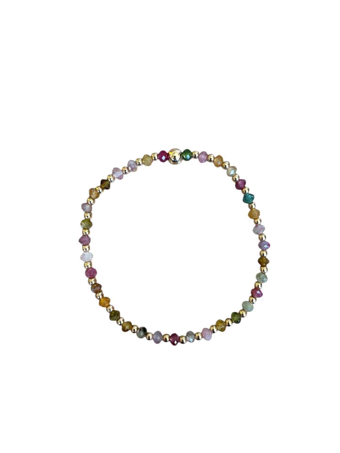 Multicolored beaded bracelet on a white background