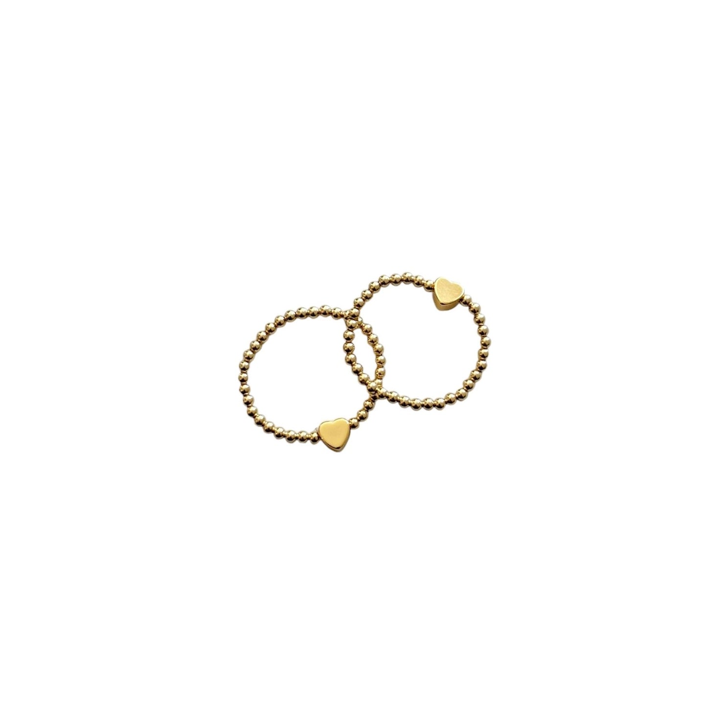 gold filled beaded ring with tiny heart bead