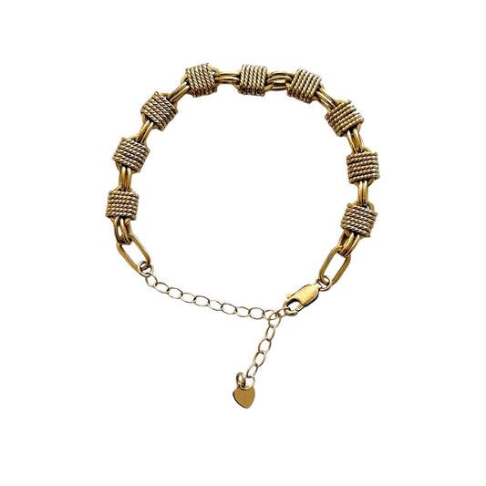 gold overlay large link textured bracelet