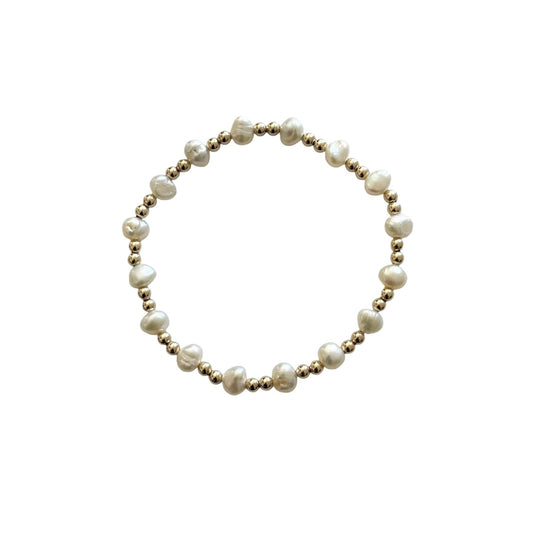 pearl and gold filled bead bracelet