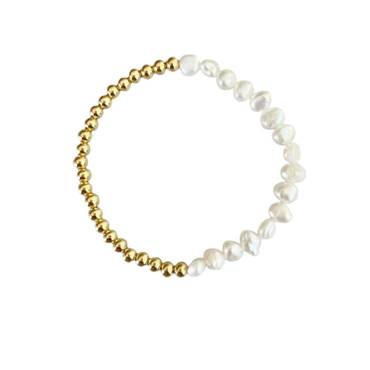 half pearl half gold bead bracelet