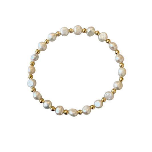 alternating pearl and gold filled beads bracelet