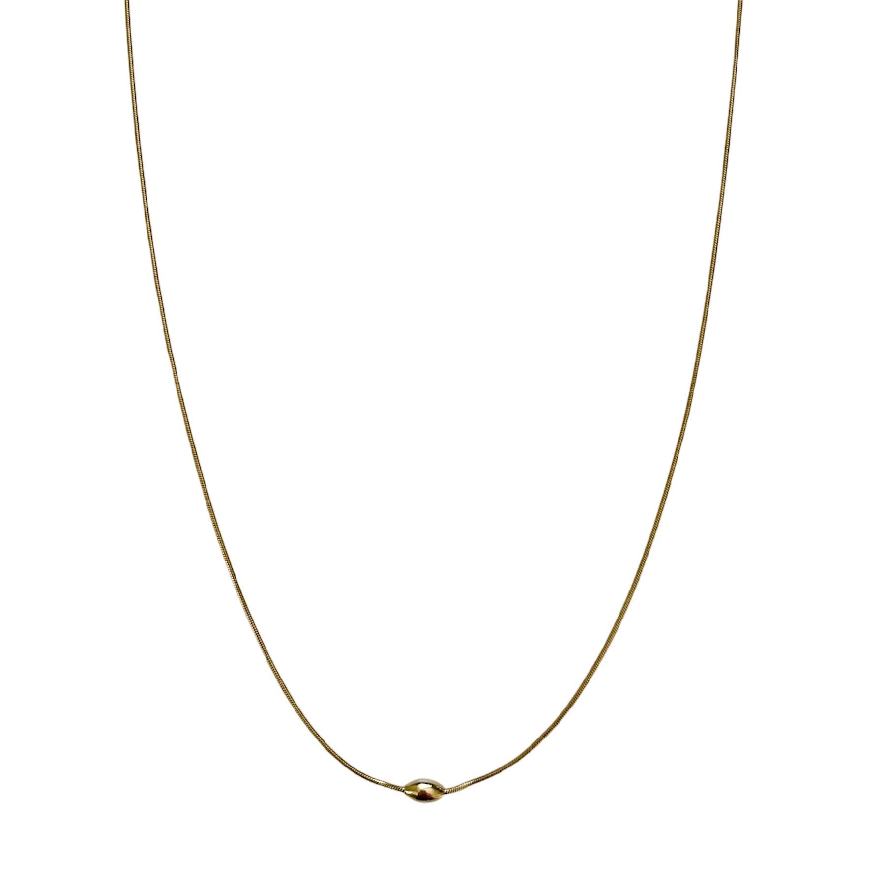 dainty gold filled snake chain with gold rice bead