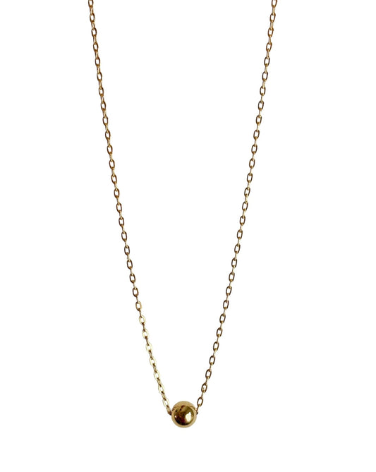 gold filled chain necklace with a large gold bead