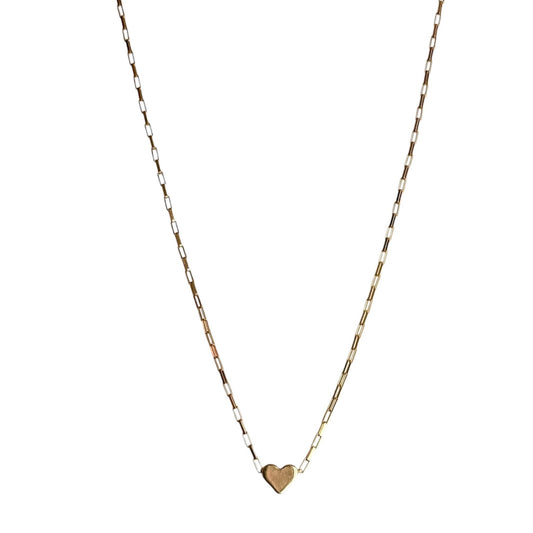 gold filled dainty box chain with gold heart bead