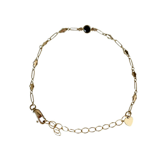 gold filled chain with bar detail and black onyx stud connector