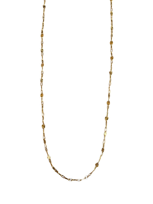 Dainty gold filled chain necklace with mini sunburst plates