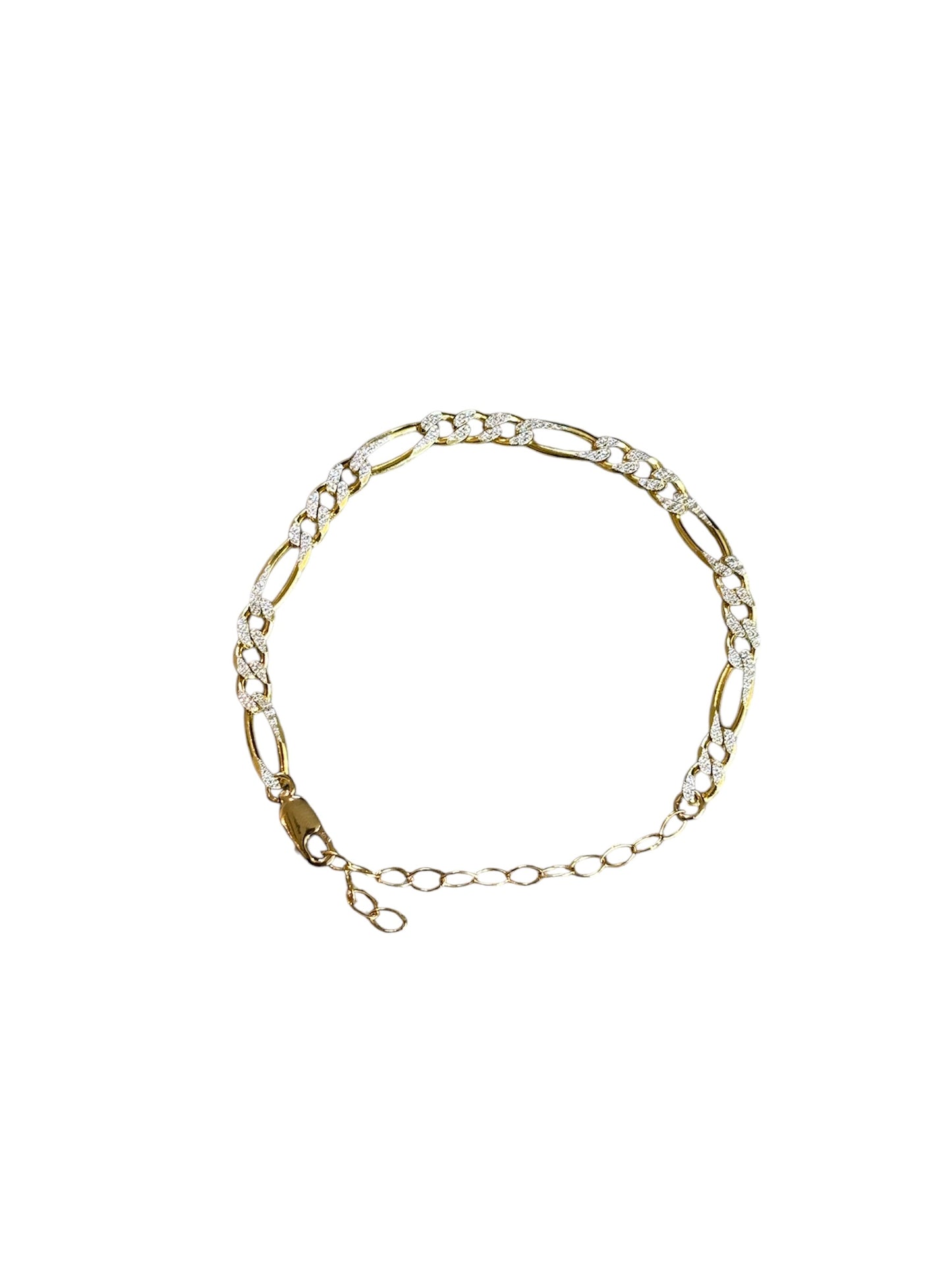 Tinsley gold figaro bracelet with silver diamond cut detailin