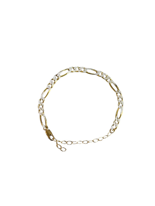 Tinsley gold figaro bracelet with silver diamond cut detailin