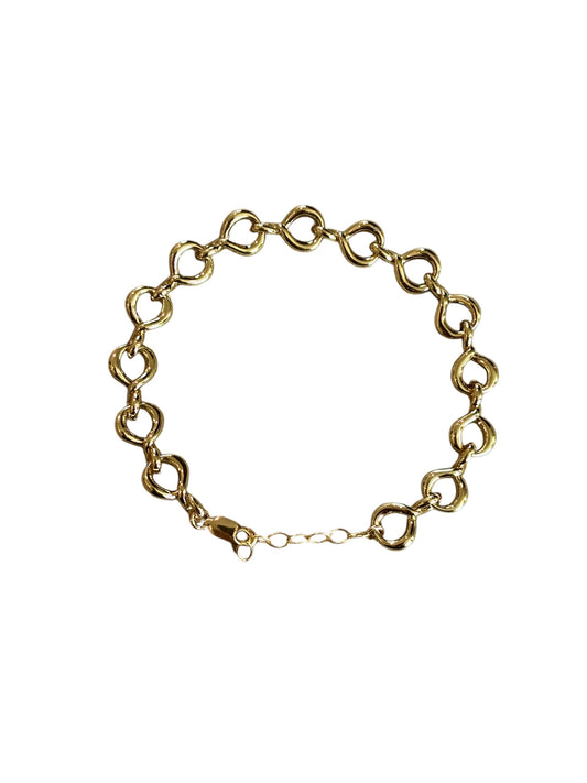 Large link gold bracelet. Large circle details