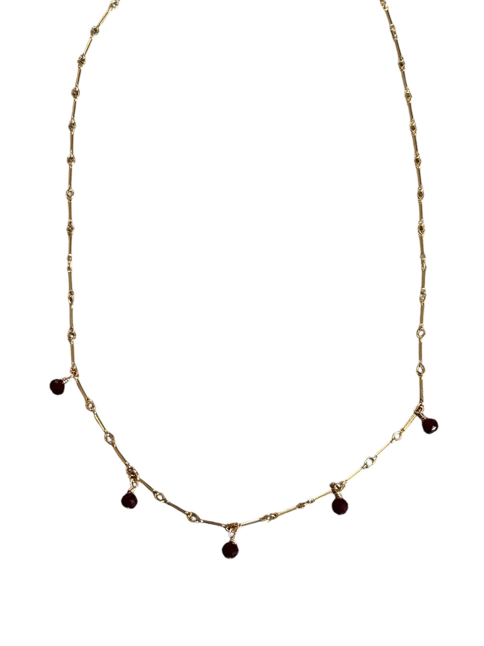 Scarlett garnet stone necklace with drop beads