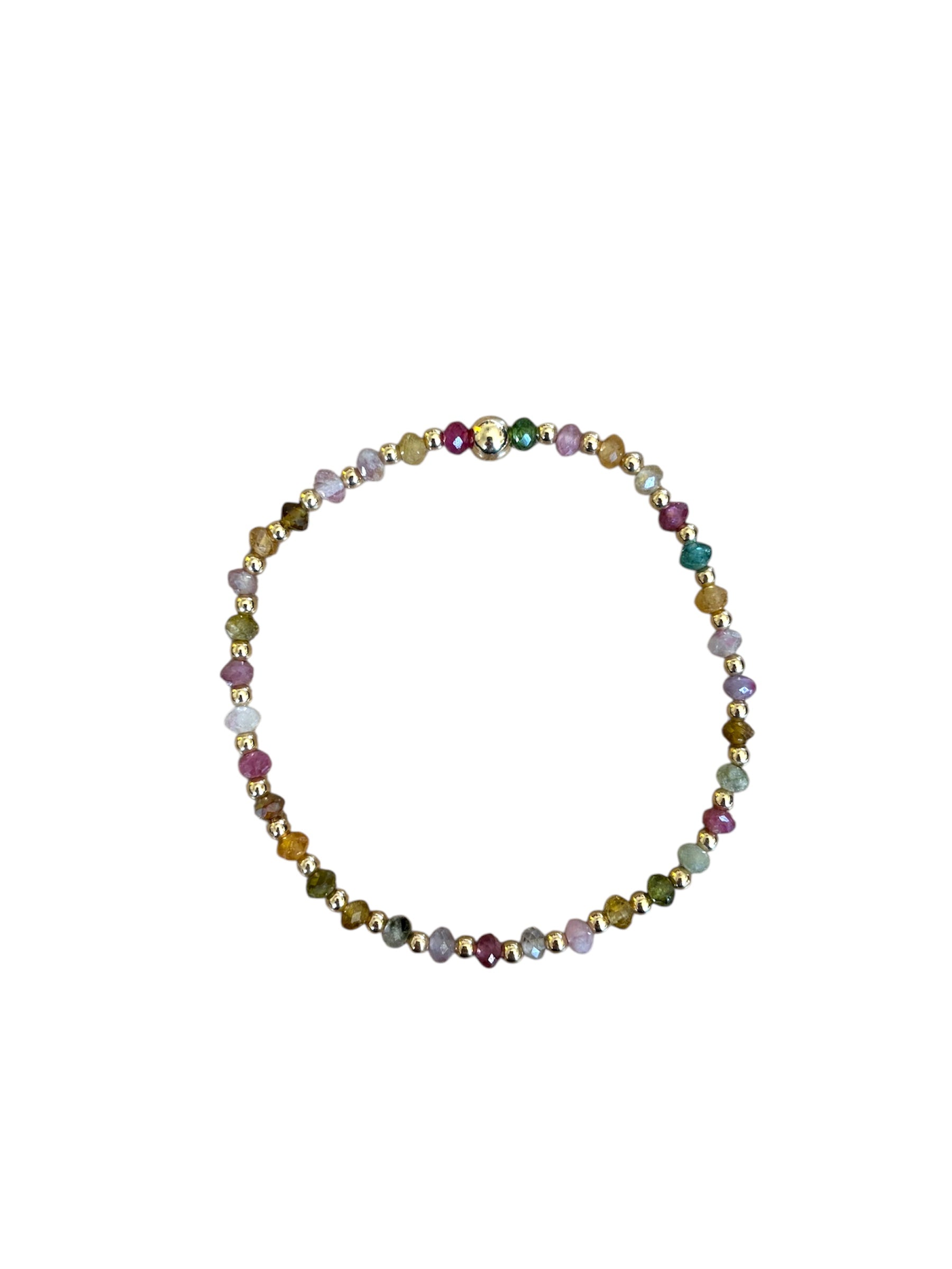 Multicolored beaded bracelet on a white background