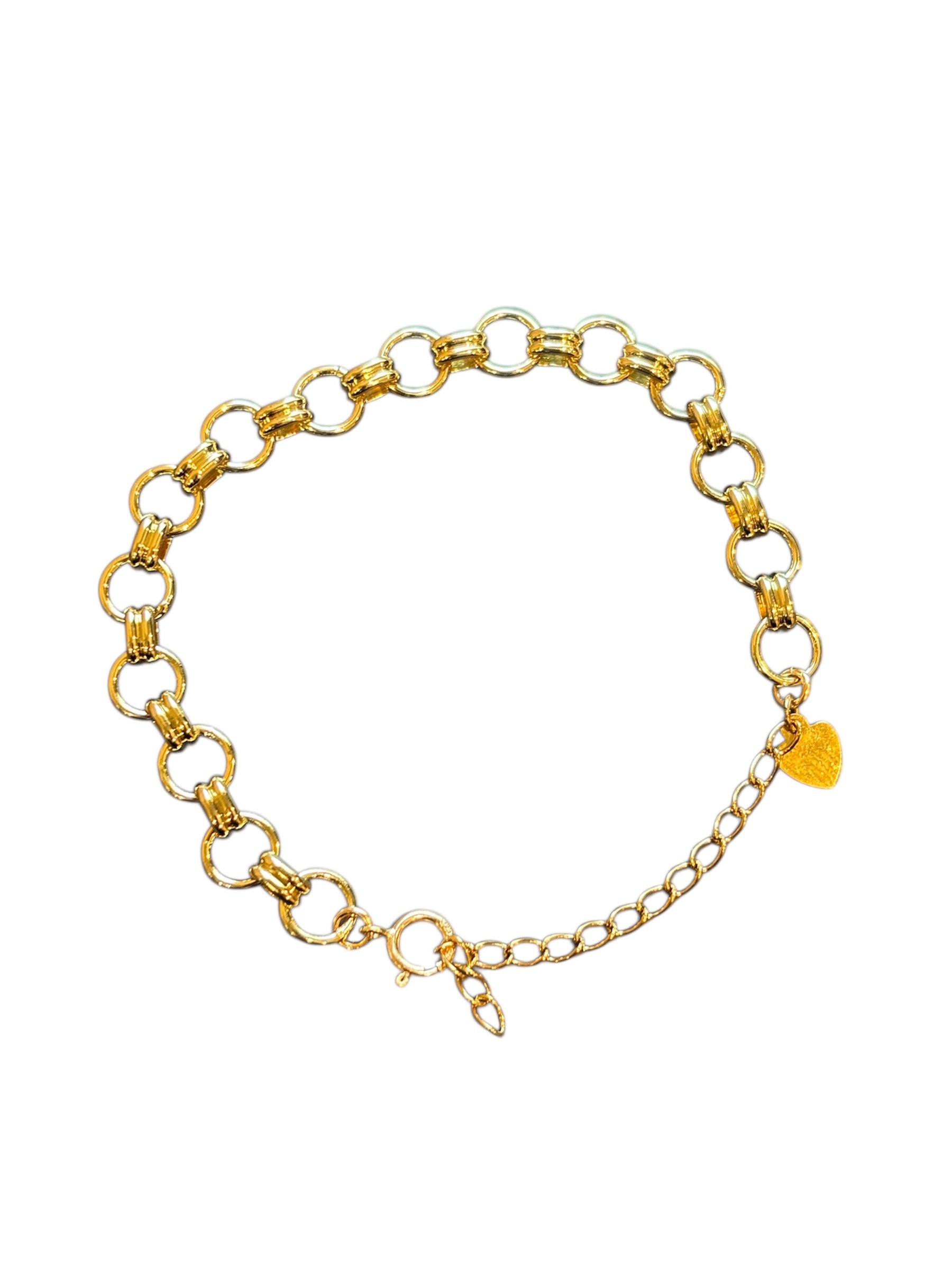 Circle link gold overlay chain bracelet on a white background