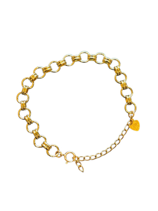 Circle link gold overlay chain bracelet on a white background