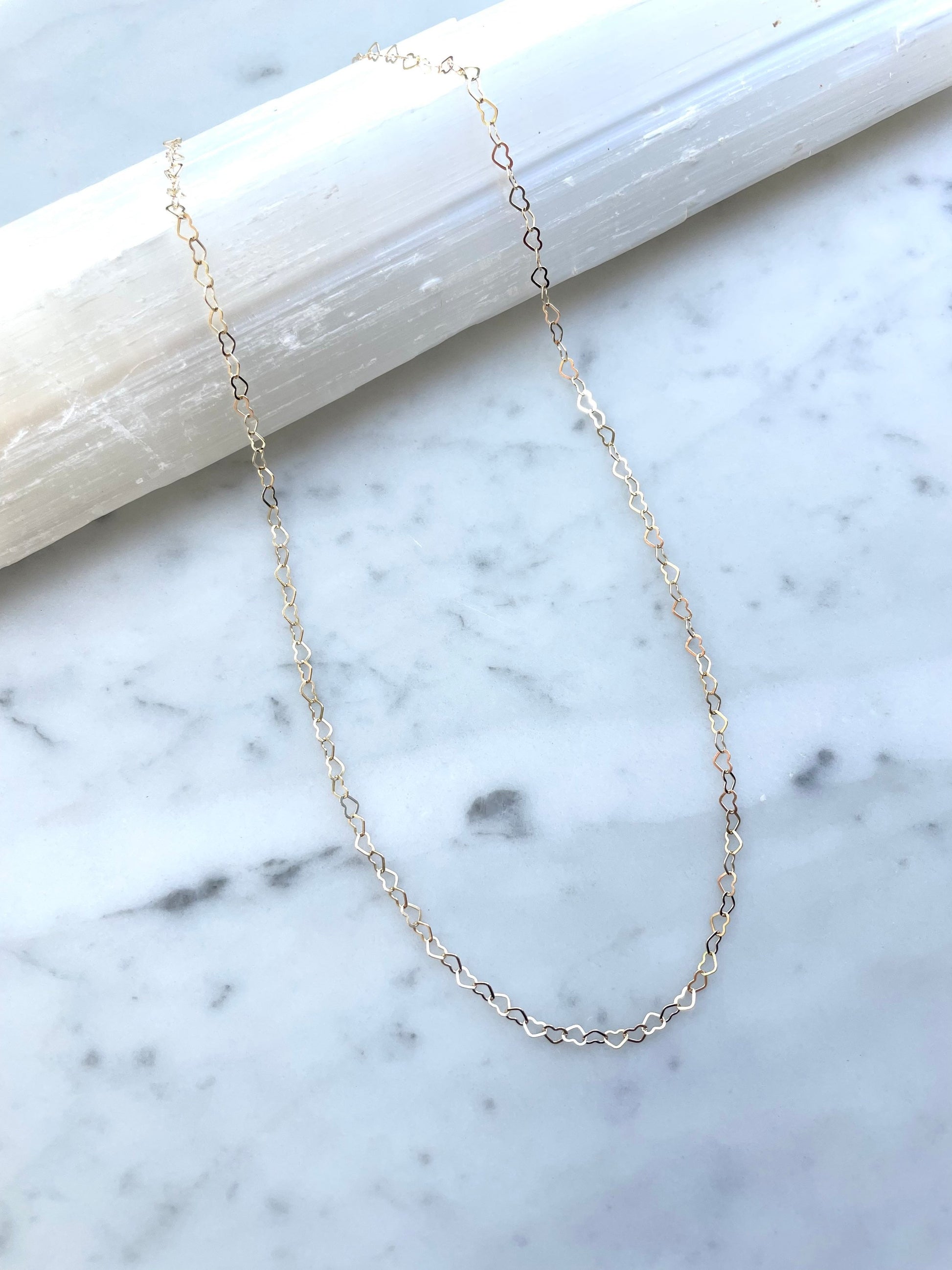 dainty gold filled heart link necklace