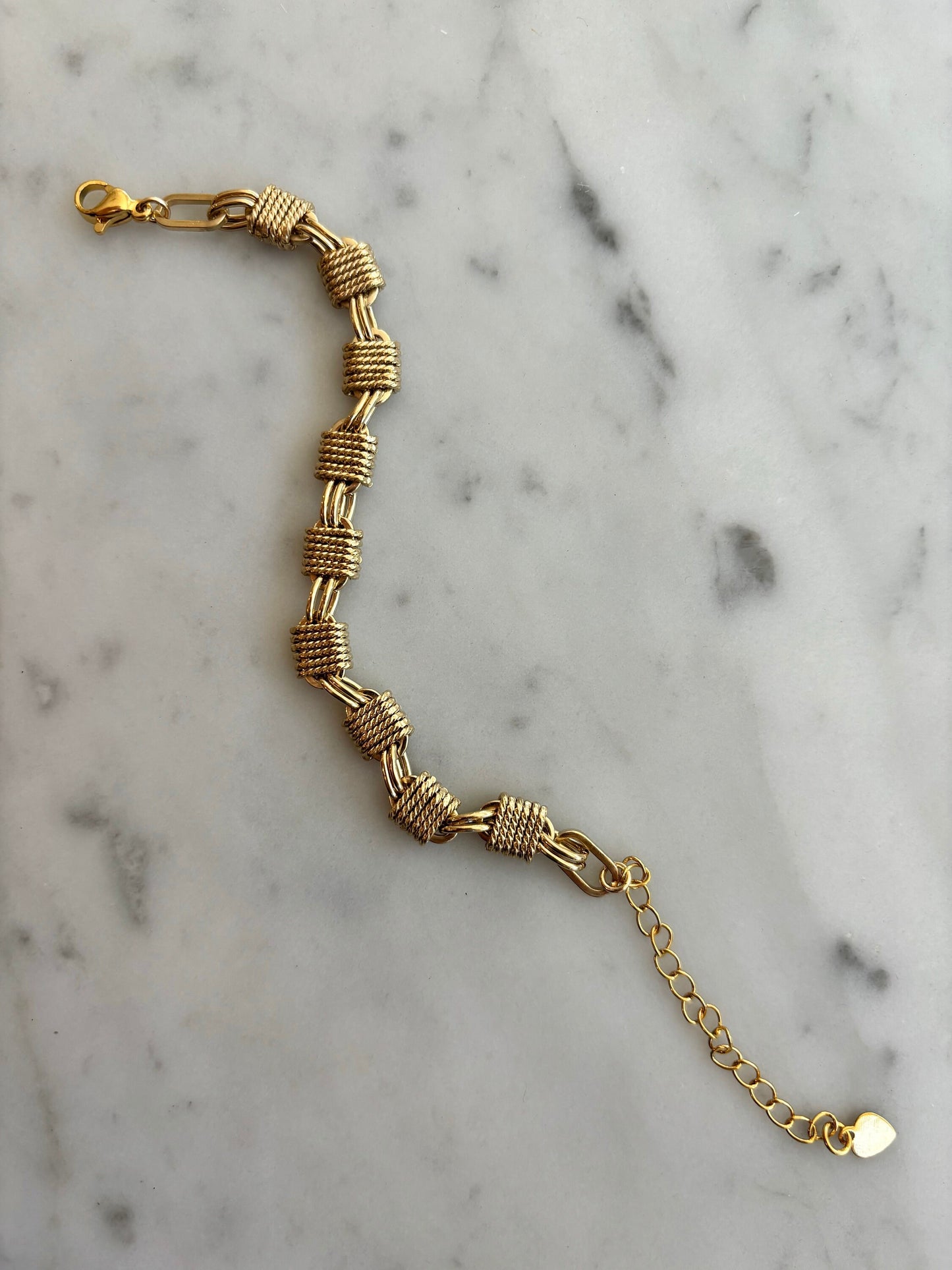 gold overlay large link textured bracelet